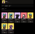 A profile selection screen displaying various pixel art character avatars including knights, ninjas, and warriors.