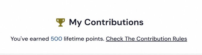 The image shows a screenshot of an email from the @arc community program, which has been edited for clarity purposes. The main focus of the email is a list of 500 points that have been earned by the user. The email also includes instructions on how to check and apply these points in the community program.
