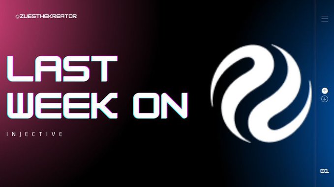 A graphic with the text "LAST WEEK ON INJECTIVE" alongside the Injective logo, serving as a thumbnail for a weekly recap post. The accompanying text highlights Injective's major developments, including its new onchain IBC connection with Cardano and its listing on LI.FI for bridging and swapping INJ.