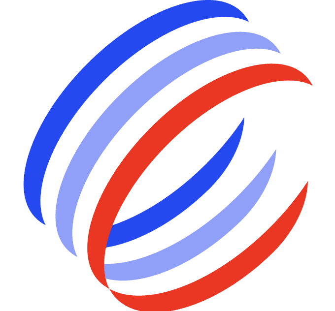 A logo featuring intertwined red, white, and blue elliptical rings forming a spherical shape, symbolizing global connectivity or collaboration. The image reinforces the post's message of ongoing construction or development, visually representing something being actively built and interconnected.