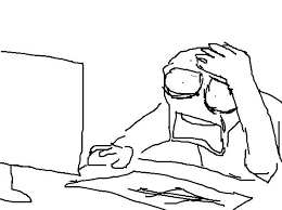 A sketched figure sits at a computer scratching his head in frustration, illustrating the riddle's mind-bending twist: the doctor is the boy's mother.