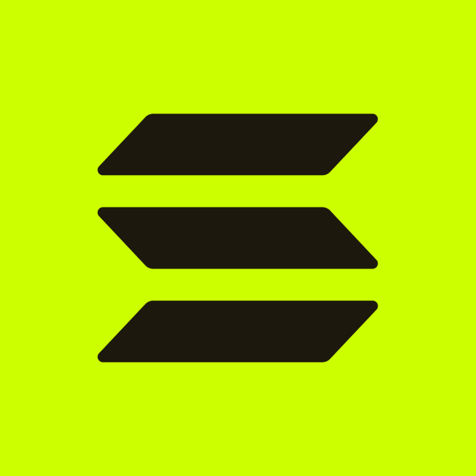 The image features a stylized "S" logo made of three black diagonal bars on a bright neon green background, which is the recognizable branding for Solana ($SOL).

In context of the post mocking a "$45 billion dollar chain cope posting," the image appears to highlight the irony of Solana's official social media account being ridiculed, as it represents a top-tier blockchain by market cap.