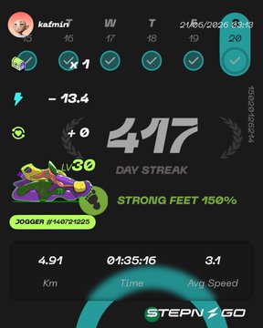 The image shows a fitness tracking app with a black background, displaying various data such as the number of steps taken, calories burned, and distance traveled. The app also has a social media sharing feature that allows users to share their progress on social media platforms like Instagram or Facebook.