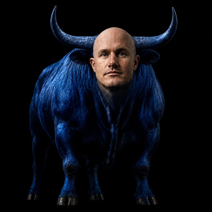 A surreal image showing a man's head (resembling Mike Tyson) photoshopped onto the body of a dark blue bull with large curved horns, set against a black background.