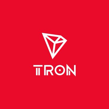 The image displays the TRON (TRX) logo, featuring a white diamond-shaped emblem above the word "TRON" on a solid red background. The logo and branding suggest an announcement or update is being broadcast live related to the TRON blockchain platform.
