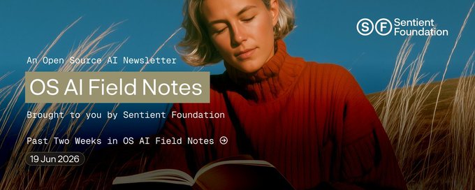 The image features a woman sitting down with her head resting on her hand while reading a book. The background of the image shows tall grasses or weeds, which are green in color. There is also text visible in the image that reads "OS AI Field Notes".