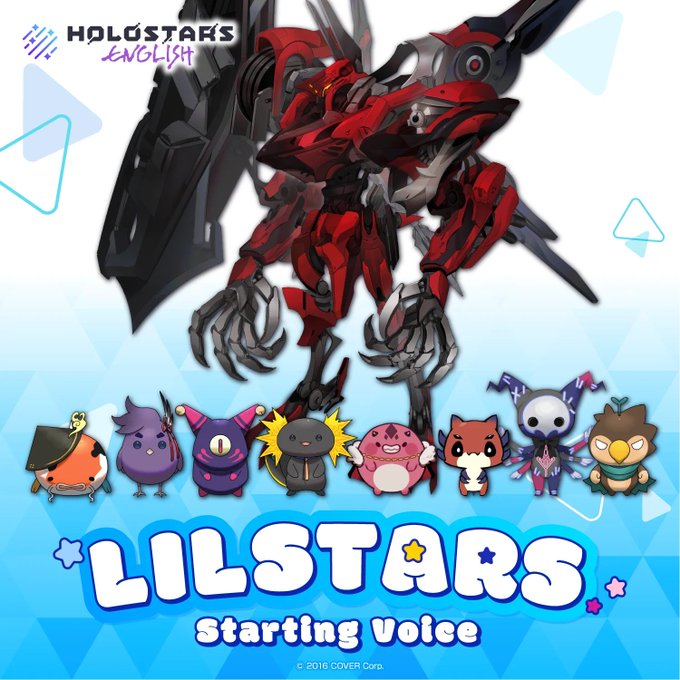 The image features a poster for the video game Lilstars with a group of cartoon characters standing next to each other. The characters include a robot, a cat, a dog, and several other unique figures. The poster also includes text that reads "Starting Voice" and "Lists Stars".