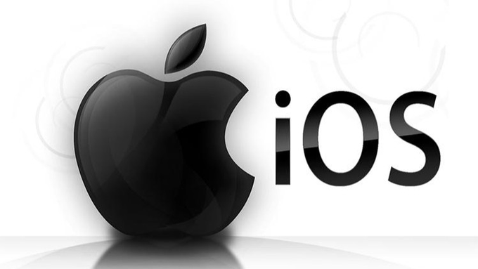The image features the iconic Apple logo alongside the text "iOS" in sleek black styling, visually reinforcing the warning about malicious code discovered in certain versions of the FomoPeek iOS app that could compromise sensitive user data.