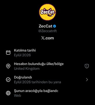 The image shows a Twitter/X profile header for ZecCat (@Zeccatnft) with a yellow cat logo, noting an account creation date of September 2026, location in the United Kingdom, and 7 followers. The post's reference to workers "busy as bees" playfully alludes to the ZecCat NFT project's bee-themed activity, suggesting the team's ongoing efforts are producing results.