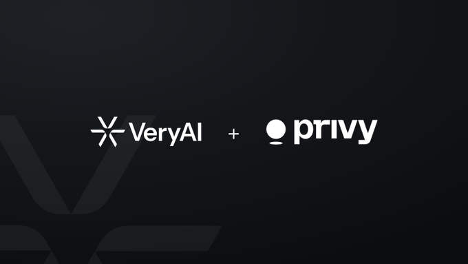 A black banner displaying the logos 'VeryAI + privy' indicating a partnership between the two companies.