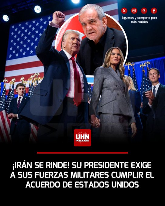 The image is of three political figures and some text that is written in Spanish, which mentions Iran's President and US forces, although the connection to the accompanying post about $DOG BITCOIN is unclear from the image alone. It might be part of a sensationalist news headline attempting to draw parallels between disparate events to attract attention or convey a controversial opinion. The image does not inherently include any information about cryptocurrency, making the connection speculative without additional context.