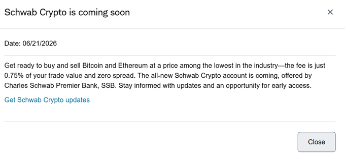 The image shows a screenshot of a website's chat window or menu screen with information about cryptocurrency trading. It features a headline stating that $COIN has dropped over 50% since the OP, which suggests potential market weakness or instability. The message also refers to a post on this website that discusses Bitcoin and its current price, indicating that there may be a discussion related to the crypto currency market in progress. The screenshot shows an email sent by cryptocurrency trading company, Schwab Crypto Premium, as well as a note about bitcoin and cryptocurrencies on their page, providing updates and information to their users.