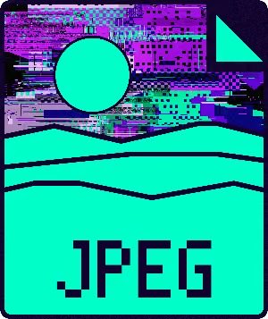 A stylized teal and purple JPEG file icon featuring a cityscape illustration at the top and the word ".JPEG" displayed prominently at the bottom.