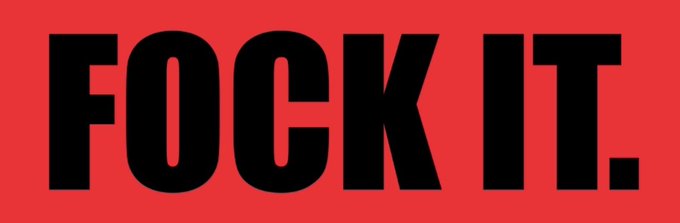A bold graphic features the phrase "FOCK IT." (a misspelled version of "F*CK IT.") in large black capital letters against a vivid red background. The meme-style image conveys a carefree, rebellious tone often used in crypto or finance posts, suggesting a defiant attitude toward market uncertainty—fitting the accompanying "GM, future millionaires" message aimed at fellow traders or investors embracing risk-taking.
