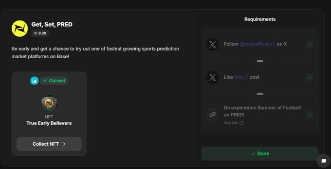 The image is a screenshot of a page with sports predictions available on it, as shown by the title "Folks following the @base play, join the Guild to grab the FRED NFT—a sports prediction platform on the $BASE chain". The main content on this page involves collecting nfts or betting on sports. The post in question is about a specific niche called "@base" that seems to be quite popular among fans of fantasy football and other sports-related activities. It's important to note that the image does not provide any details about the image itself, but it appears as an advertisement for this online betting platform or prediction system.
