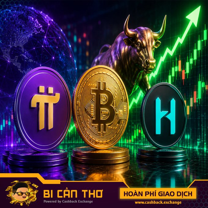 The image features three coins displayed in a row with the word "bitcoin" written below them. The coins are labeled as Bitcoin H, Bitcoin T, and Bitcoin B. They also appear to be digital currency tokens, representing different aspects of this decentralized financial system. The caption beneath these coins reads: "BI CAN THO Coin Network has finally shown more positive signals as the crypto market experiences a slight recovery." This refers to an analysis conducted by Cashback Exchange that shows the strength and potential growth of Bitcoin over time within the cryptocurrency market.