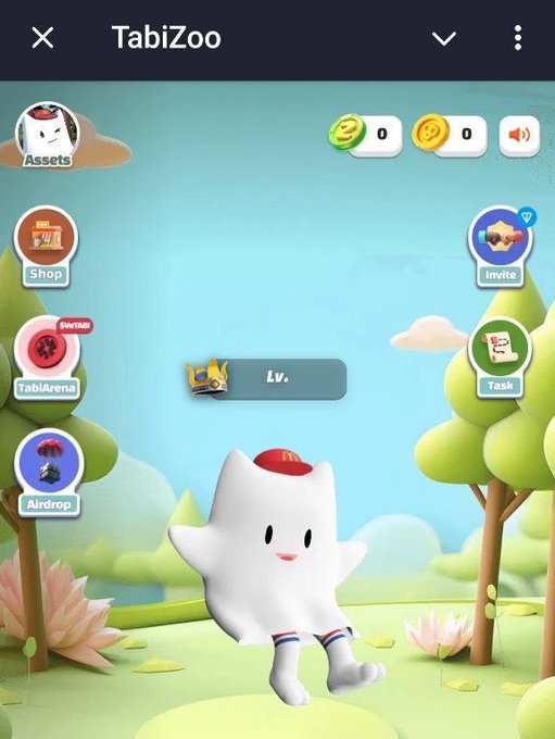 The image shows a TabiZoo app screen displaying zero coins (0 for both kiwi and gold tokens) and an unresponsive interface, directly illustrating the post's complaint about the TabiZoo bot showing "ZERO" values amid the project's TGE and airdrop delays.