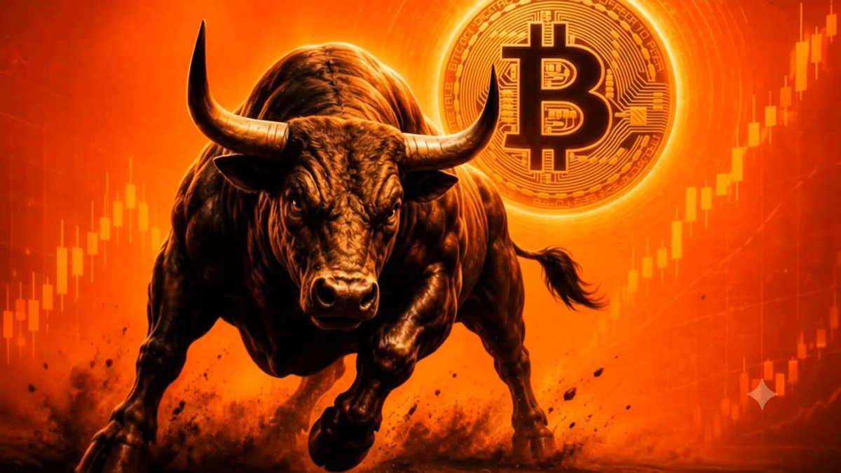 The image features a large, brown bull with horns standing next to a Bitcoin symbol or logo. The background of the image is orange, which could be interpreted as an indication that the Crypto Bull Run is coming soon. The caption below the image reads "The Crypto Bull Run is Coming $BTC $ETH $LUNC".