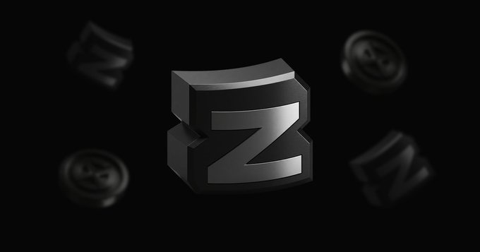 A 3D metallic "Z" logo floats against a black background with smaller blurred "Z" coins orbiting around it, likely representing the Zealy platform mentioned in the caption about $XCN campaign tasks and XP rewards.