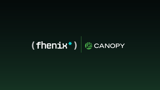 A logo graphic showing '(fhenix*)' next to 'CANOPY' separated by a vertical line on a dark green background.