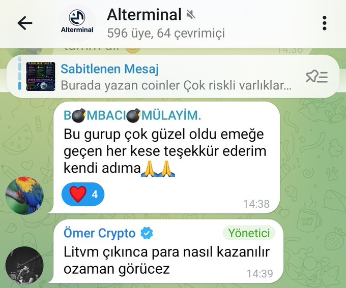 The image features a screenshot of a social media post with a message written in Turkish, discussing the terminal's connection. It seems that LitVM is talking about squeezing some juice from this terminal. The person who sent the message also has the option to follow others by tapping on their name above their profile picture, which would allow them to see and engage with posts like this one.
