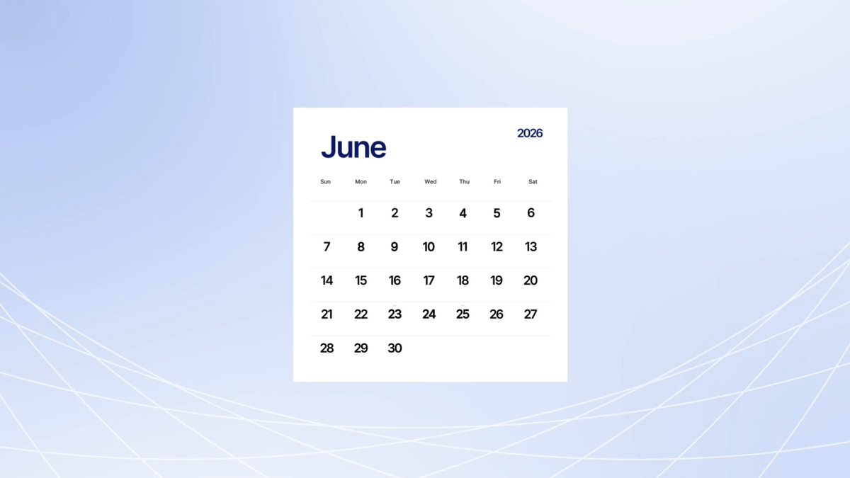 The image features a calendar for June with the date of the year, "June 30th, 2020", displayed at the top center. The background of the image is blue, which complements the white text on the calendar. Below the calendar, there are lines and shapes in shades of gray and brown that add visual interest to the layout. The post also includes a link to an event called "SCB10X" and mentions another event happening at "ethconf".