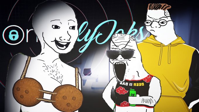 A stylized meme image with the text 'Only Dabs' featuring cartoon characters including a Wojak with sunglasses and a 'BEER IS BEER' shirt.