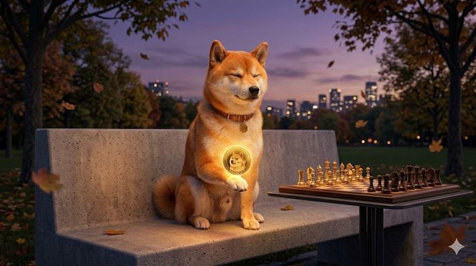 The image shows a Shiba Inu dog sitting on top of a park bench with its paw raised, holding an orb or diamond in front of it. This scene suggests that the dog might be involved in a game or puzzle involving the orb. The post also talks about investing in cryptocurrency and how to make better trades. It encourages a psychological approach rather than relying on technical analysis, which emphasizes patience, tolerance for being wrong, and the ability to adapt based on changing conditions. The image aligns with this concept by focusing on the dog's actions instead of the price fluctuations or market trends.