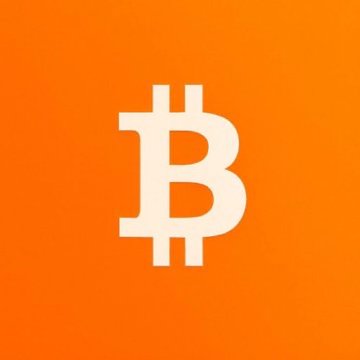 An orange square displaying the white Bitcoin logo (₿), the symbol for the cryptocurrency Bitcoin.
