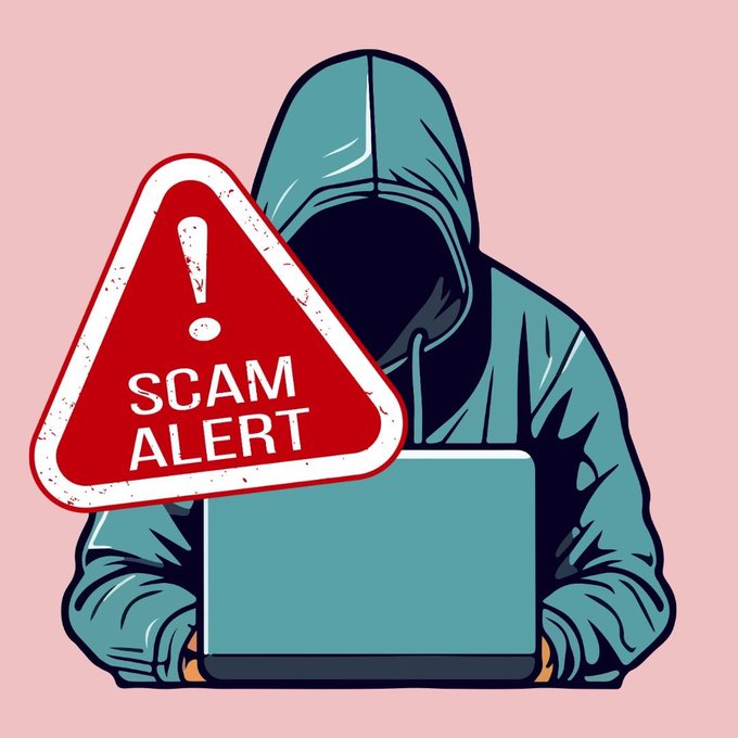 A hooded figure works on a laptop behind a prominent red warning sign reading "SCAM ALERT," visually reinforcing the post's warning about the @zec_bit scam that exploited $ZEC hype to defraud investors through a deceptive NFT collection.