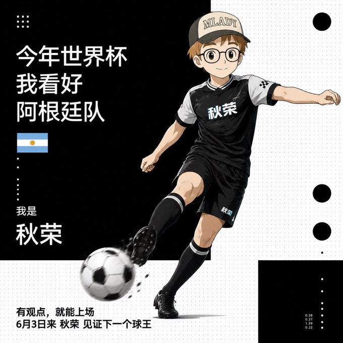 The image features a cartoon boy dressed in soccer gear kicking a soccer ball, which is located near the center of the frame. The background consists of black and white dots, creating an abstract pattern that contrasts with the main subject. The text "Hello everyone, I'm Tarot This year's World Cup, I'll be placing bets live on the OKX prediction market Everyone, follow along and stay tuned Building prediction markets with OKX exchange OS Handling payments with OKX agent payment" is written in white letters above the boy, while the rest of the image remains black.