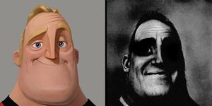 A side-by-side comparison featuring Mr. Incredible's "I don't know what I'm doing" face meme on the left and a menacing shadowy grin on the right, illustrating the juxtaposition between bewildered crypto traders and gleeful traditional finance traders amid the blurred lines between markets.