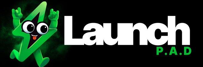 The image features a green character resembling a lightning bolt, which is part of a logo for an NFT named "Launchpad PAD". The character has a happy expression with arms raised high above its head. The text "Launchpad PAD" is written in white below the character, and it reads "Focus on what is in the image and how it relates to the post." This suggests that the creator of the logo wants to emphasize the importance of focusing on the content or message displayed by the character rather than the visual appearance. The use of a lightning bolt as part of the logo also implies that the creator aims to convey a sense of energy, excitement, and innovation associated with launching new projects in NFTs.