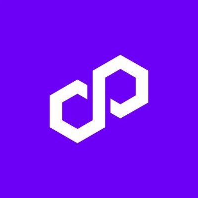 The Polygon (MATIC) cryptocurrency logo, featuring two interlocking white hexagons on a purple background.