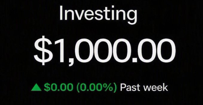 A screenshot showing an "Investing" balance of $1,000.00, with the post claiming a massive 10x price target backed by partnerships with Microsoft, Google, Amazon, and NVIDIA—a classic "pump and dump" social media scheme encouraging users to like, follow, and comment to access the so-called "deal."